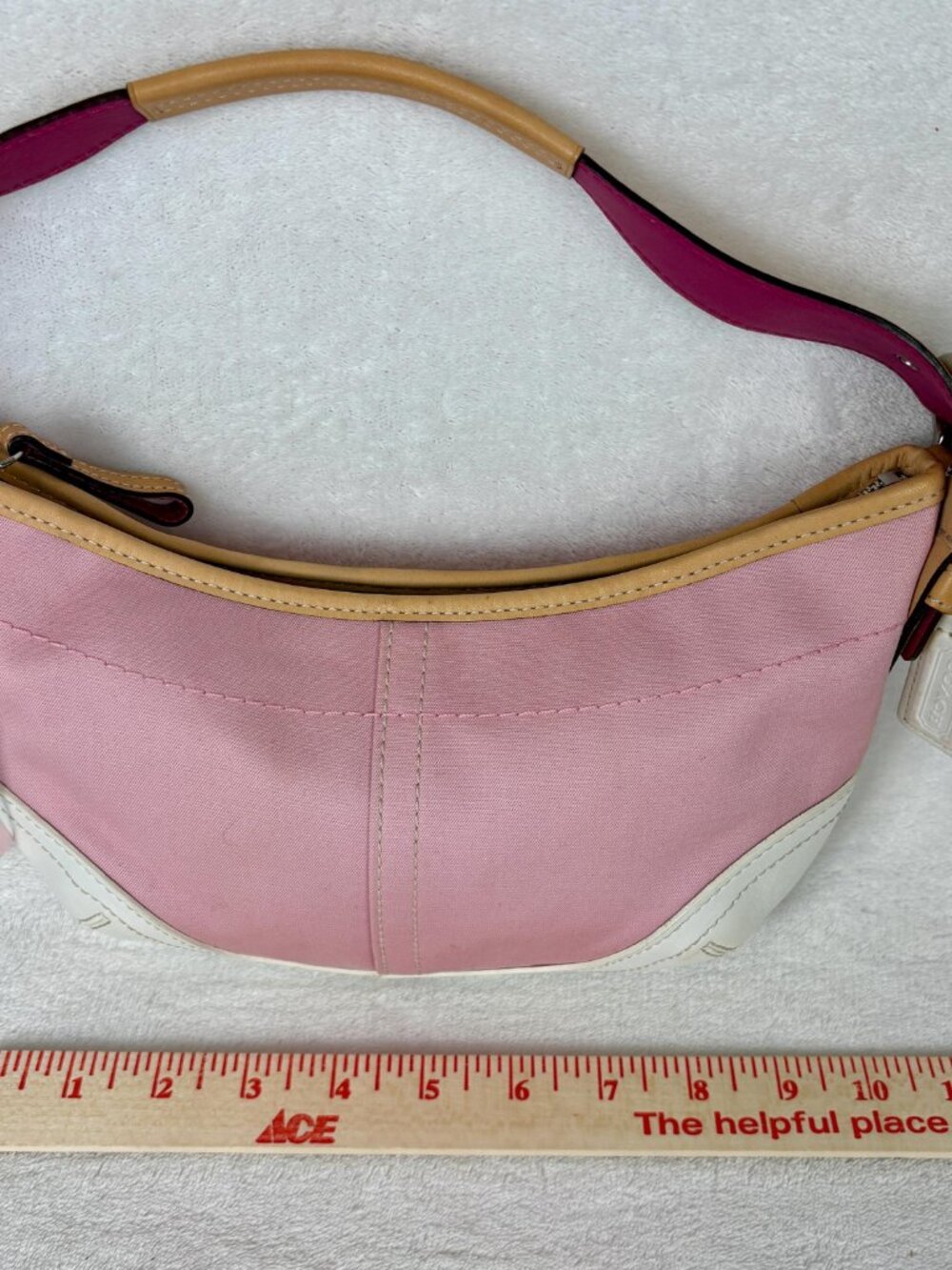 Vintage Y2K Coach Hampton/Soho Small Baby Pink Canvas Hobo - Picture 12 of 16
